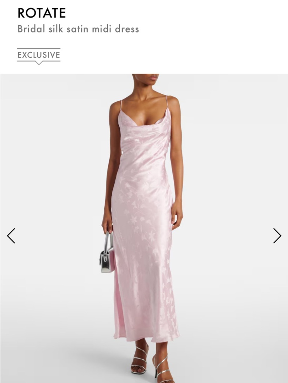 ROTATE Bridal Silk Satin Midi Dress in Light Pink